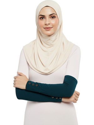 Altobeh Düğmeli Pratik Tesettür Kolluk Penye Namaz Kolluğu - Petrol Rengi