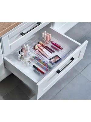 Storemax 6'lı Şeffaf Çekmece Düzenleyici Seti – Plastik Organizer Kutular | Makyaj, Ofis, Mutfak ve Banyo Düzeni Için 6 Farklı Boyda Şeffaf Kutu
