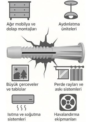 Storemax Tuğla Boşluk Dübeli, Plastik, Tuğla, Gaz, Duvarlar Için Güçlü Tutuş, Kolay Montaj, Vida Uyumu (10 Mm, Adet, 50)