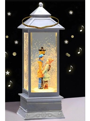 PremiumPort Işıklı Sokak Lambası Kulesi Simli Kar Küresi Sevgililer Günü Hediye