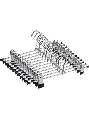 Storemax 5’li Metal Pantolon ve Etek Askısı – 360° Dönebilen Kancalı, Ayarlanabilir Çoklu Askı, Dolap Içi Yer Tasarruflu Elbise Askısı, Pantolon, Etek, Şal, Çorap Düzenleyici Set (40 Cm)