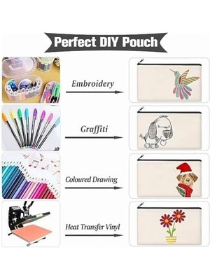 Storemax Gizlilik Pencere Filmi, 10 Adet Boş Dıy Makyaj Çantası, Fermuarlı Çok Amaçlı Kozmetik Çantası, Seyahat Tuvalet Çantası, Kalemlik Için (21X13 Cm)