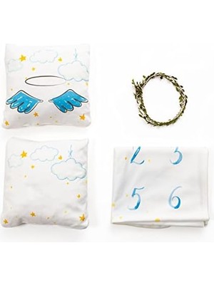 Storemax Küçük Meleğinize Erkek Bebek Doğum Hediyesi Fotoğraf Battaniyesi Seti Aylık Çekim