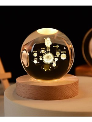PremiumPort Işıklı Uzay Temalı 6cm Cam Küre, Dekoratif ve Şık Tasarım