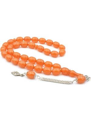 Murty99 Gümüş Kaplamalı Kapsül Kesim Turuncu Katalin Tesbih