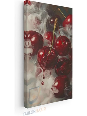 Tablonhazır Dikey Panaromik Kanvas Tablo Modern Duvar Tablosu Kafe Kiraz Gorseli Yeni Ev Hediyesi Ev Ofis Tablo