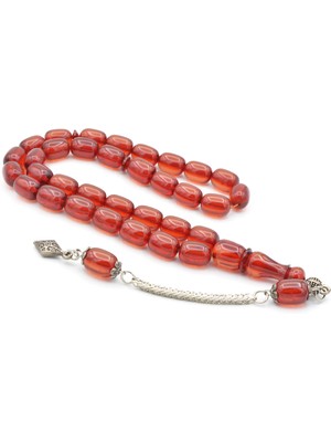 Murty99 Gümüş Kaplamalı Kapsül Kesim Açık Kırmızı Katalin Tesbih