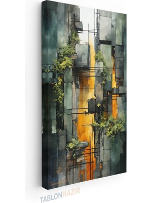 Tablonhazır Dikey Panaromik Kanvas Tablo Modern Duvar Tablosu Soyut Tasarım 1 Yeni Ev Hediyesi Ev Ofis Tablo