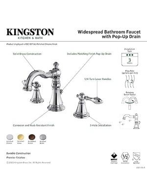 Storemax FSC1972AL Ingiliz Klasik 20 cm Geniş Lavabo Bataryası Perakende Pop-Up, Cilalı Pirinç, 12,72 cm Ağız Erişimi