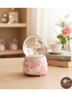 PremiumPort Büyük 16 cm Pembe Balerin Kar Küresi, Yılbaşı ve Sevgili Hediyesi