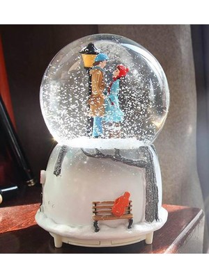 PremiumPort Sevgili Temalı Büyük Boy Işıklı Püskürtmeli Kar Küresi Müzikli Hediye