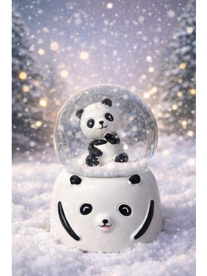 PremiumPort Işıklı Panda Kar Küresi, LED Dekoratif Gece Lambası, Hediye Seçeneği