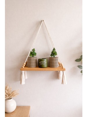 Vobu Home & Life Design Makrome Askılı Masif Ahşap Duvar Rafı – Bohem Minimal Dekoratif Raf | Pinterest Tarzı