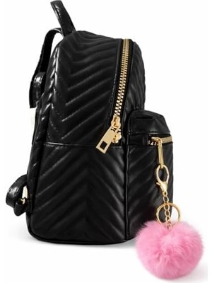 Storemax Kız Çocuk Mini Sırt Çantası Siyah – Kapitone Desenli, Fermuarlı Cepli, Hafif ve Günlük Kullanıma Uygun, Şık ve Modern Tasarım