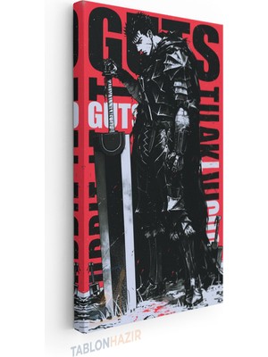 Tablonhazır Dikey Panaromik Kanvas Tablo Modern Duvar Tablosu Berserk Guts 1 Yeni Ev Hediyesi Ev Ofis Tablo