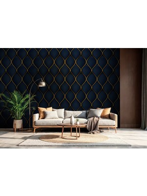 Lüks Altın Şekilli 3D Poster Duvar Kağıdı