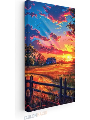 Tablonhazır Dikey Panaromik Kanvas Tablo Modern Duvar Tablosu Günbatımı Soyut Yeni Ev Hediyesi Ev Ofis Tablo