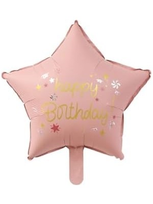 Storemax Pembe Happy Birthday Yıldız Folyo Balon 45 cm