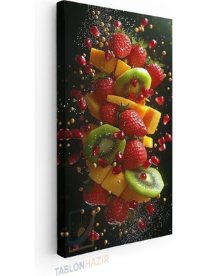 Tablonhazır Dikey Panaromik Kanvas Tablo Modern Duvar Tablosu Kafe Meyve Yeni Ev Hediyesi Ev Ofis Tablo