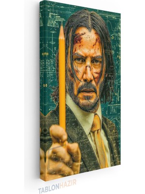 Tablonhazır Dikey Panaromik Kanvas Tablo Modern Duvar Tablosu John Wick Kalem Yeni Ev Hediyesi Ev Ofis Tablo