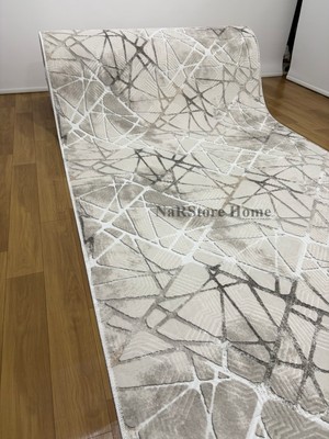 NarStore Home Dinar Mila Taş Gri Kaymaz Taban Yıkanabilir Kesme Yolluk Halı Modern Desen
