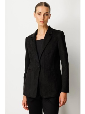 Ekol Torba Cepli Süet Siyah Kadın Ceket 05061