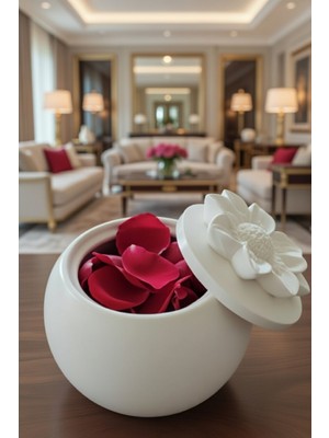 Safir Design Çiçek Kapaklı Dekoratif Taş Tozu Kutu - El Yapımı Mücevher ve Takı Kutusu