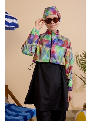 Gavlia Kadın Tesettür Mayo 3lü Set-Yarım Kapama Fermuarlı..