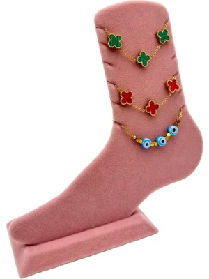 Sezgin Kutu ve Aksesuar Ayak Mankeni Hal Hal Standı Süet Pembe