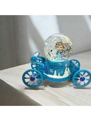 PremiumPort Mavi Arabalı Prenses ve Frozen Temalı Büyük Boy Kar Küresi Seti