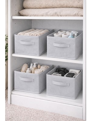 Bonny Home Ordena 4'lü Gri Dolap Içi Düzenleyici Katlanabilir Organizer, Raf Düzenleyici, Çekmece Düzenleyici