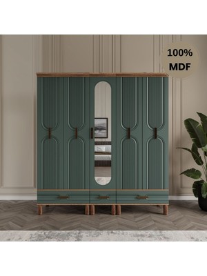 Comiet Zen 5 Kapak Mdf Ayaklı Tasarım Aynalı Country Gardırop