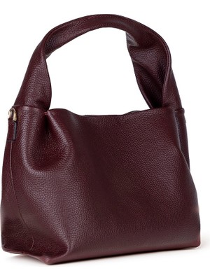 PLM Modern ve Fonksiyonel Tasarımıyla Hakiki Deri Kadın Omuz Çantası – Cortina - Bordo Renk