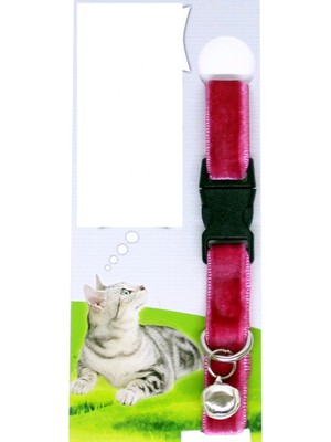Pazarcan Kadife Dokulu Ayarlanabilir Çıngıraklı Kedi Tasması