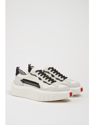 Faruk Balkanas Ergar Model Ithal Taban Kombinasyonlu Deri Sneaker Ayakkabı