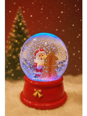 PremiumPort LED Işıklı Noel Kar Küresi, 9 Cm, Dekoratif ve Hediye Alternatifi