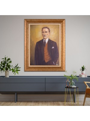 Giyense Özel Seri Altın Paspartulu Çerçeveli Atatürk Tablo TR1020