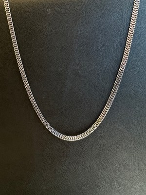 Luna Gümüş 2,5 mm Ince Hasır Örgü Medel Erkek Gümüş Zincir