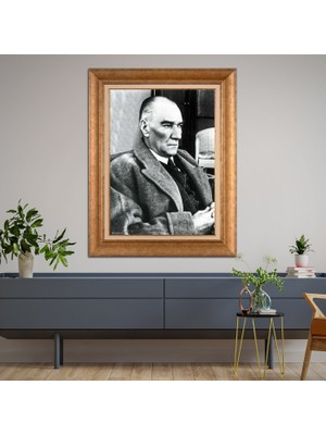Giyense Özel Seri Altın Paspartulu Çerçeveli Atatürk Tablo TR433