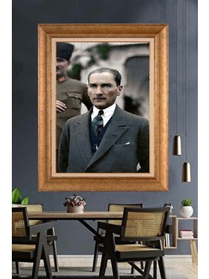 Giyense Özel Seri Altın Paspartulu Çerçeveli Atatürk Tablo TR987