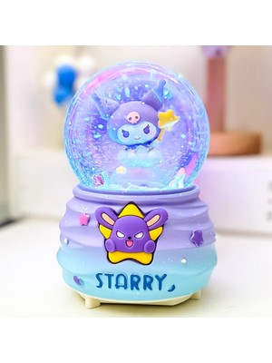 PremiumPort Yıldızlı Sanrio Kuromi Orta Boy Işıklı Müzikli Kar Küresi