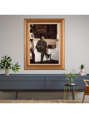 Giyense Özel Seri Altın Paspartulu Çerçeveli Atatürk Tablo TR622