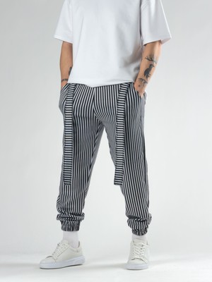 Cocopelli Çizgi Desenli Kemer Detaylı Jogger Pantolon COC2784