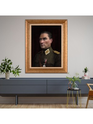 Giyense Özel Seri Altın Paspartulu Çerçeveli Atatürk Tablo TR740