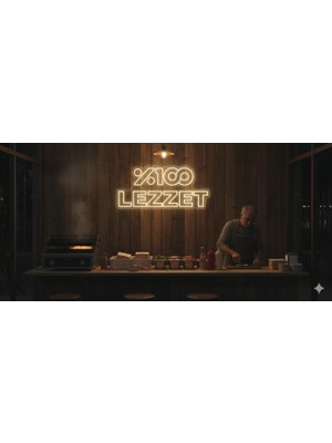 Neonled %100 Lezzet Logo Neon LED Dekoratif Aydınlatma