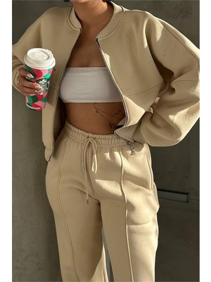 Neşeli Butik Kadın 3 Iplik Şardonlu Cepli Premium Eşofman Takımı NBHS001