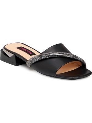 Tergan Siyah Hakiki Deri Kadın Terlik - K25Y1TR67938-A23