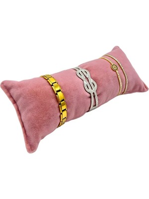 Sezgin Kutu ve Aksesuar Saat Bileklik ve Takı Yastığı 20 cm Pembe Süet