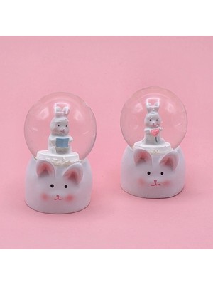 PremiumPort Mini Tavşan Kar Küresi 7 Cm, Sevimli ve Dekoratif Hediye