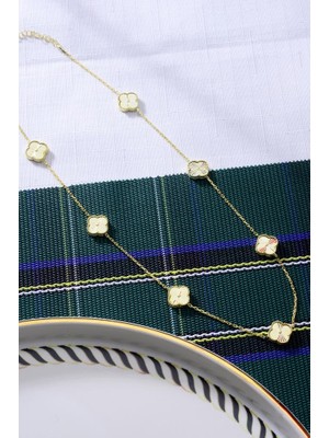 Innuendo Jewelry 925 Ayar Gümüş Altın Kaplama Yedi Yoncalı Kolye